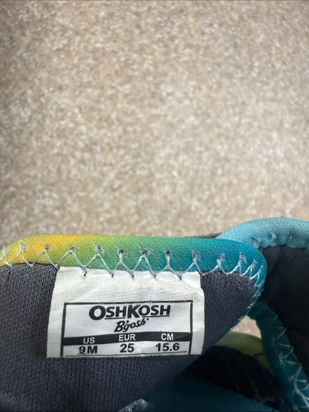 OshKosh B'gosh Teal, Yellow & Gray Kids' Sneaker Sandals, Sz 9 M
